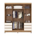 Ver imagem 3 de Guarda-roupa Casal Roma 4 Portas 6 Gavetas Amêndola/off White - Demobile