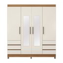 Ver imagem 1 de Guarda-roupa Casal Roma 4 Portas 6 Gavetas Amêndola/off White - Demobile