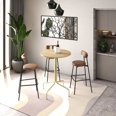 Mesa Bistrô Barcelona 80cm Marrom/Ciliegio