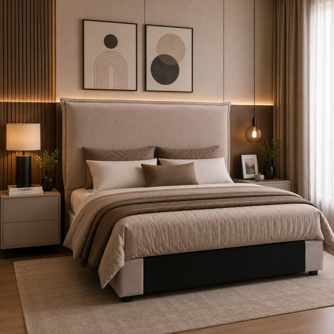 Cabeceira Viena Estofada Queen 1.60 em Linho para Cama Box Bz Home Decor Rustico Areia