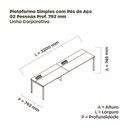 Ver imagem 3 de Estação de Trabalho Mesa Plataforma Escritório para 2 Pessoas com Caixa de Tomada Psc Bege/Nogueira Casablanca/Branco