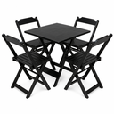 Ver imagem 1 de Conjunto Mesa Dobrável 70x70 cm c/4 Cadeiras - Preto