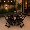 Ver imagem 2 de Conjunto Mesa Dobrável 70x70 cm c/4 Cadeiras - Preto