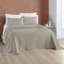 Ver imagem 3 de Kit Cobre Leito Colcha Bouclê Casal Padrão Laise Bordada Micropercal 200 Fios 3 Peças - Bege Taupe