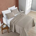 Ver imagem 2 de Kit Cobre Leito Colcha Bouclê Casal Padrão Laise Bordada Micropercal 200 Fios 3 Peças - Bege Taupe