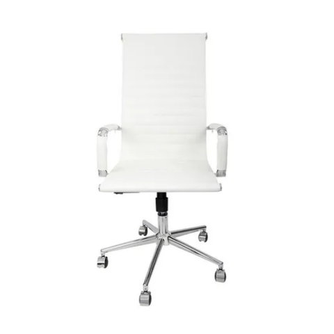 Cadeira Presidente Giratória Esteirinha Charles Eames Branca