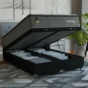Ver imagem 1 de Cama Box Baú Casal Bipartido Colchão Comfort Class Pillowtop Cinza/suede Preto