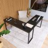 Mesa Em L 150x150 Escrivaninha Home Office Estilo Industrial ClickForte Preto - 5