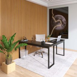 Mesa Em L 150x150 Escrivaninha Home Office Estilo Industrial ClickForte Preto - 3