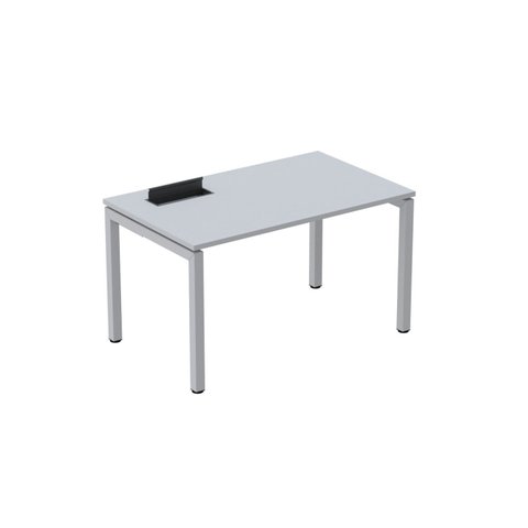 Escrivaninha Mesa Escritório Plataforma para 1 Pessoa com Caixa de Tomada Psc 130cm Industrial Cinza