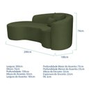 Ver imagem 3 de Recamier Curvo Orgânico 200cm 3 Lugares Lado Esquerdo para Sala de Estar Linho Londres Verde
