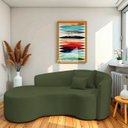 Ver imagem 1 de Recamier Curvo Orgânico 200cm 3 Lugares Lado Esquerdo para Sala de Estar Linho Londres Verde