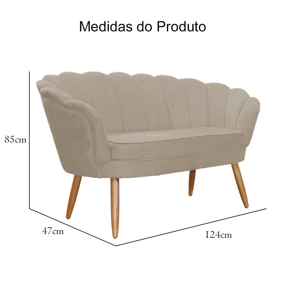 Namoradeira Sofá Pétala 2 Lugares Suede Bege Visalar Móveis - 5