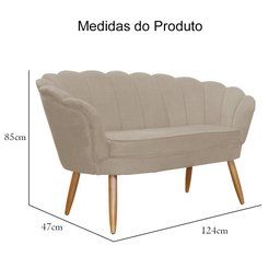 Namoradeira Sofá Pétala 2 Lugares Suede Bege Visalar Móveis - 5