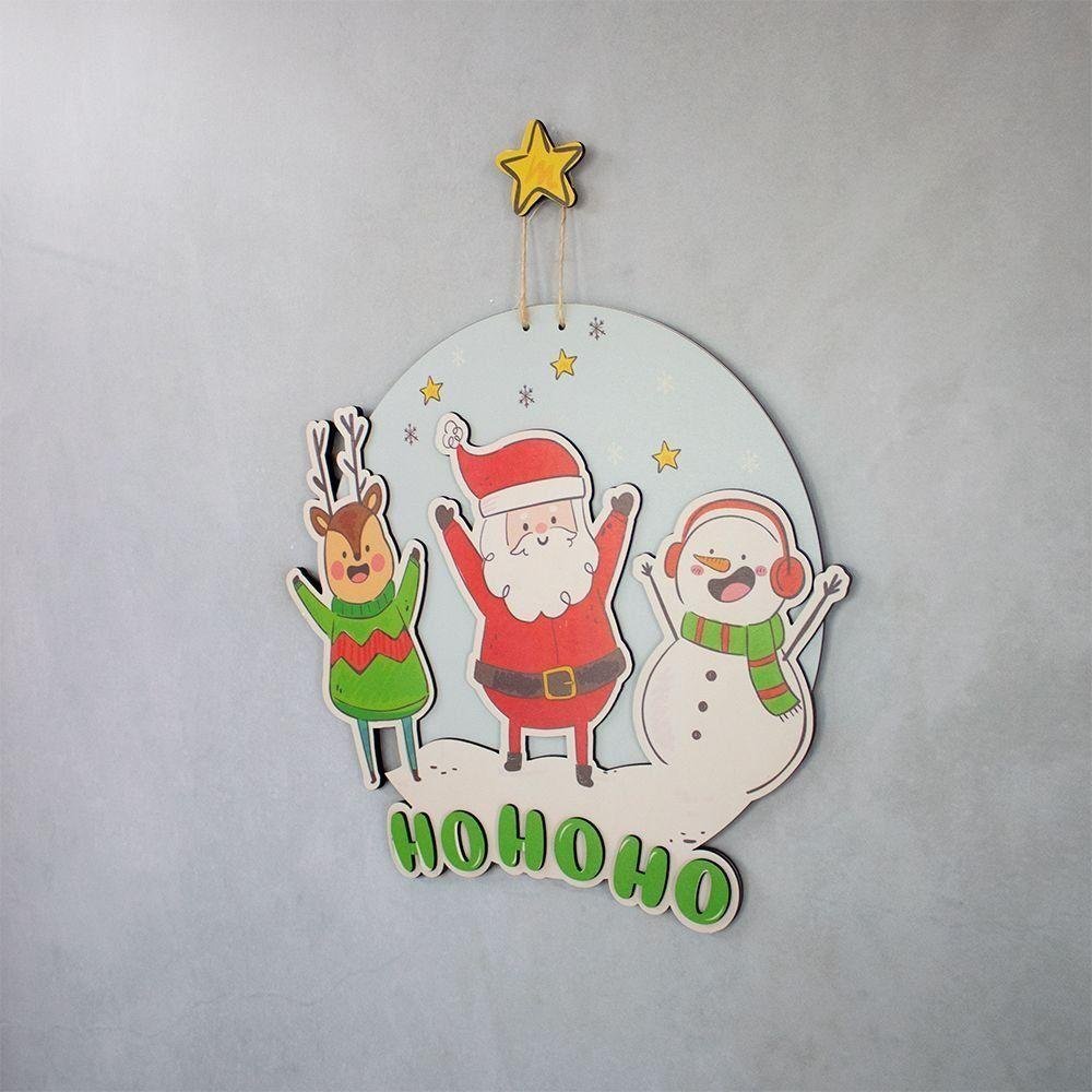 Bolinha enfeite de Natal Ho ho ho em MDF