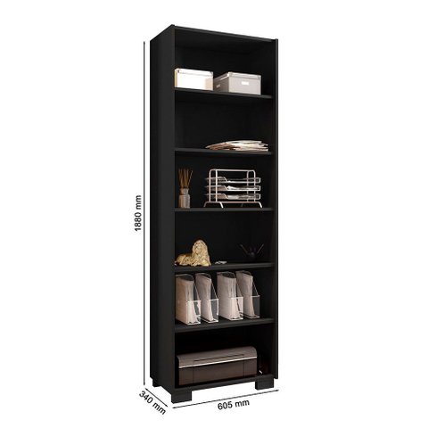 Estante Livreiro Multiuso Office Preto Móveis Leão