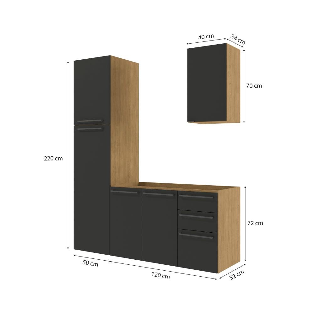 Conjunto para Banheiro Kappesberg Suprema 3 Peças Freijó/preto Fosco 170cm - 4