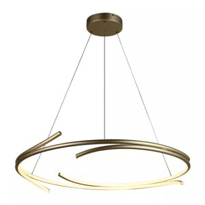 Pendente Volta Led 36w 3000k Bivolt (d) 70cm X (a) 16cm Metal e Silicone Dourado