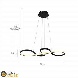 Luminária Pendente 40w 3 Temperaturas de Cor Led Design Moderno Bivolt Preto - 3
