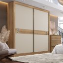 Ver imagem 1 de Guarda-Roupa Casal 2 Portas de Correr 4 Gavetas 227 x 230cm Copenhagen Yescasa Cappuccino/Off White