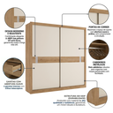 Ver imagem 5 de Guarda-Roupa Casal 2 Portas de Correr 4 Gavetas 227 x 230cm Copenhagen Yescasa Cappuccino/Off White