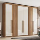 Ver imagem 1 de Guarda-Roupa Casal 6 Portas 4 Gavetas Norton Bege/Nature/Off White