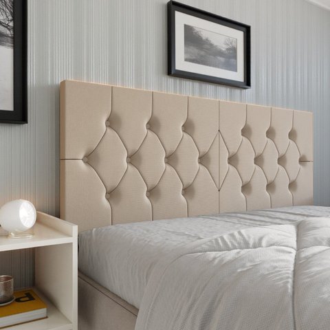 Painel Cabeceira Casal Capitonê Estofada 140cm Elisa Fixação Parede Suspenso:areia