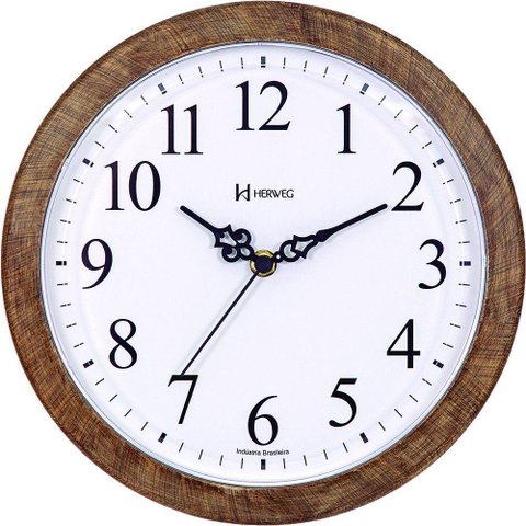 Relógio de Parede 26cm Herweg Cor Madeira 660073-323
