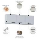 Ver imagem 3 de Armário Aéreo 3 Portas 120cm Branco - Poquema