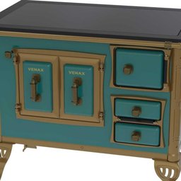 Fogão a Lenha N° 01 Colonial Turquesa Chapa Vitrocerâmica Saída Esquerda sem Tampa - Venax - 5