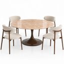 Ver imagem 3 de Mesa de Jantar Saarinen Oval 120x80 cm Tampo Mármore Travertino Base Laca Marrom Cacau