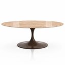 Ver imagem 1 de Mesa de Jantar Saarinen Oval 120x80 cm Tampo Mármore Travertino Base Laca Marrom Cacau