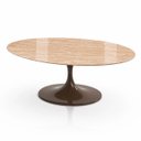 Ver imagem 2 de Mesa de Jantar Saarinen Oval 120x80 cm Tampo Mármore Travertino Base Laca Marrom Cacau