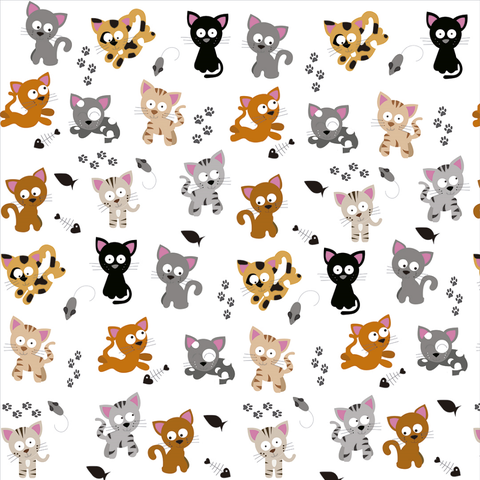 Papel de Parede Infantil Gatinhos Gato Fofos Adesivo Resistente Flexível 3m