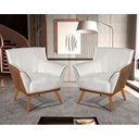 Ver imagem 1 de Kit 2 Poltrona Berlim Compose Luxuosa Linho Bege Pés Madeira