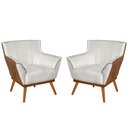 Ver imagem 2 de Kit 2 Poltrona Berlim Compose Luxuosa Linho Bege Pés Madeira