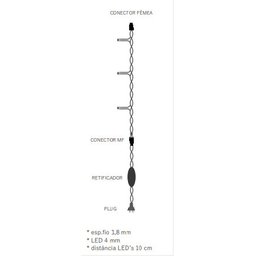 Cordão Pisca Pisca Fixo 100 Leds 10m Branco Frio 127v Uso Externo 14730-pl - 2