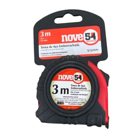 Trena de Aço Emborrachada com Trava 3 Metros X 16mm Nove54