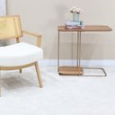 Ver imagem 6 de Mesa Lateral Sofá Onix Metal e Madeira Marrom 100% MDF