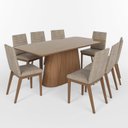 Ver imagem 2 de Conjunto Mesa Olívia 200cm com Vidro 8 Cadeiras Elena Bege/Nature/Creme
