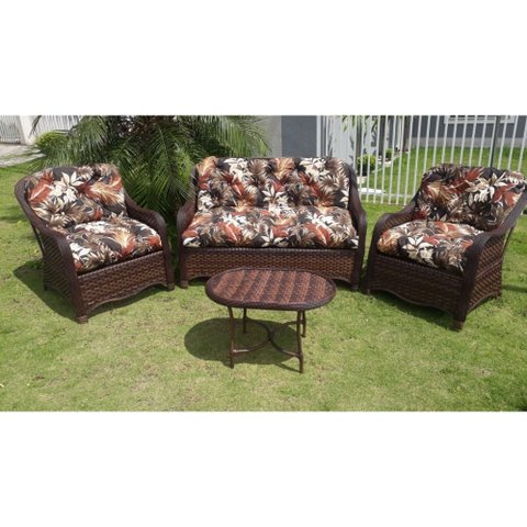 Conjunto de Sofá Fibra Sintética Melo Promo - 1 Sofá 2L + 2 Poltronas + 1 Mesa Centro - Tecido Revie