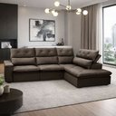 Ver imagem 3 de Sofá 3 Lugares Retrátil Reclinável Chaise Direito 258cm Bergen F04 Veludo Marrom Escuro - Lyam Decor