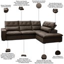 Ver imagem 4 de Sofá 3 Lugares Retrátil Reclinável Chaise Direito 258cm Bergen F04 Veludo Marrom Escuro - Lyam Decor