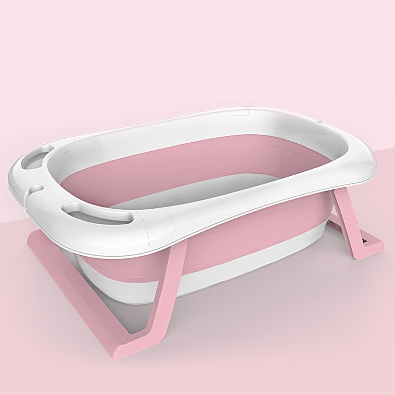 Banheira de Bebe Retrátil Dobrável em Silicone:rosa Branco - 3