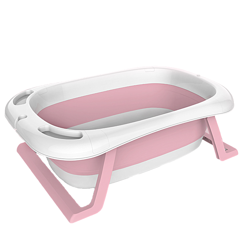 Banheira de Bebe Retrátil Dobrável em Silicone:rosa Branco