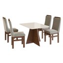 Ver imagem 2 de Conjunto Sala de Jantar Mesa 90x120cm T Vidro com 4 Cadeiras Madeira Maciça Marrom/Canela/Off White/Creme