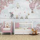 Ver imagem 2 de Papel de parede balão menina safári para quarto de bebê M² PP82