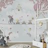 Papel de parede balão menina safári para quarto de bebê M² PP82 - 3