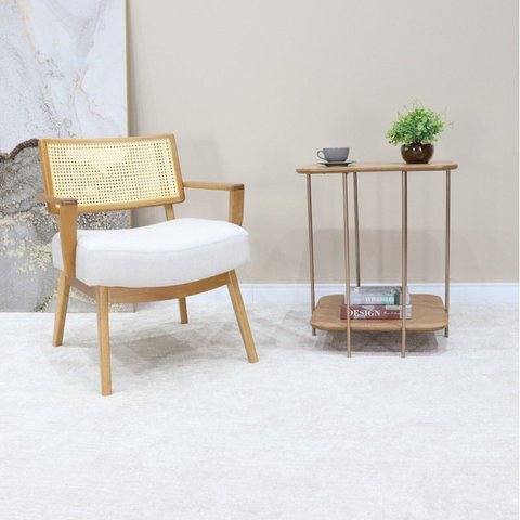Mesa Lateral Onix Alta Metal e Madeira Marrom 100% MDF