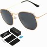 Óculos de Sol Polarizado Octogonal Metal Uv400 com Case Cor:ouro - 1
